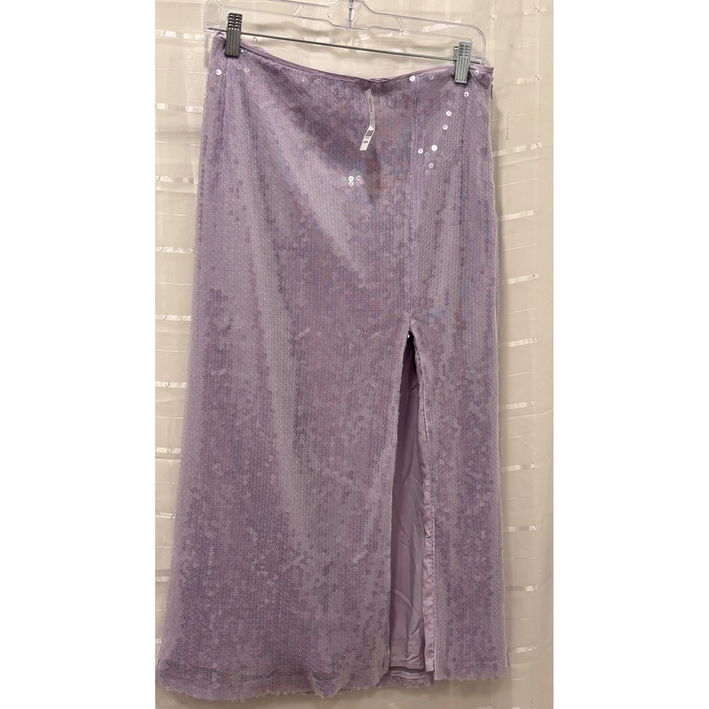 New York & Company Lavender Sequin Maxi Skirt Purple Slit Medium NWT 7510